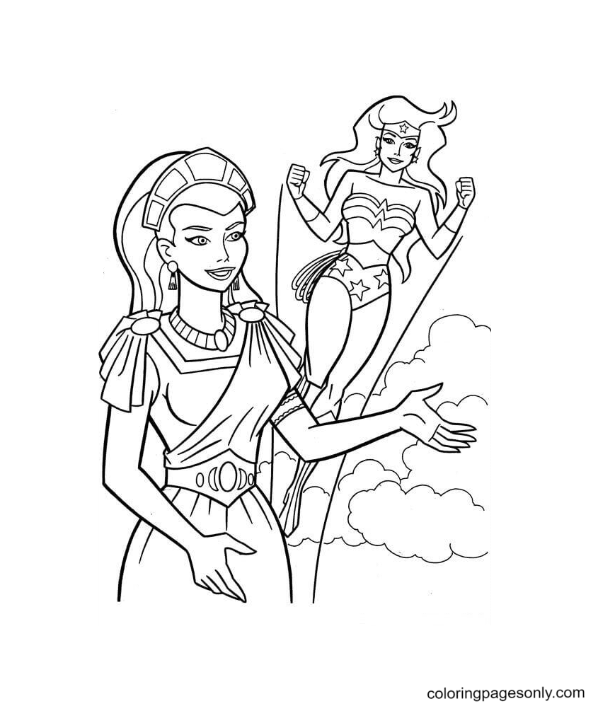 Wonder woman with hippolyta coloring page