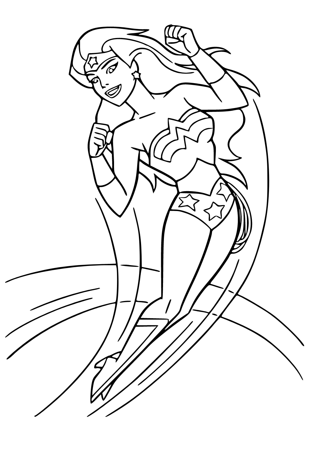 Free printable wonder woman flight coloring page for adults and kids