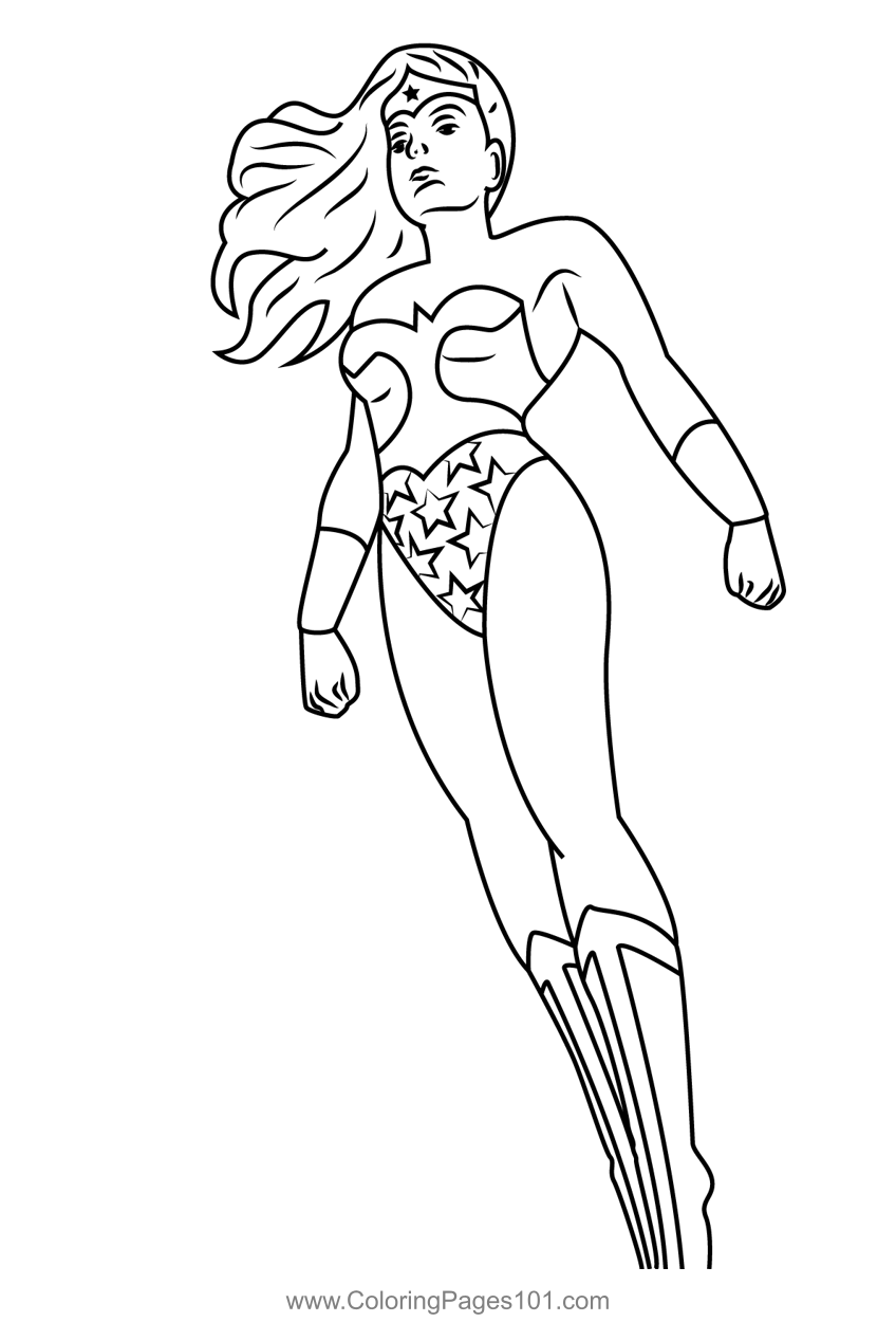 Wonder woman ics costume coloring page for kids