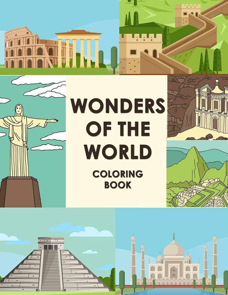 Wonders of the world coloring book lets fun famous landmarks book travel coloring books for children wonders of the world coloring book for kids mandalas daniel books