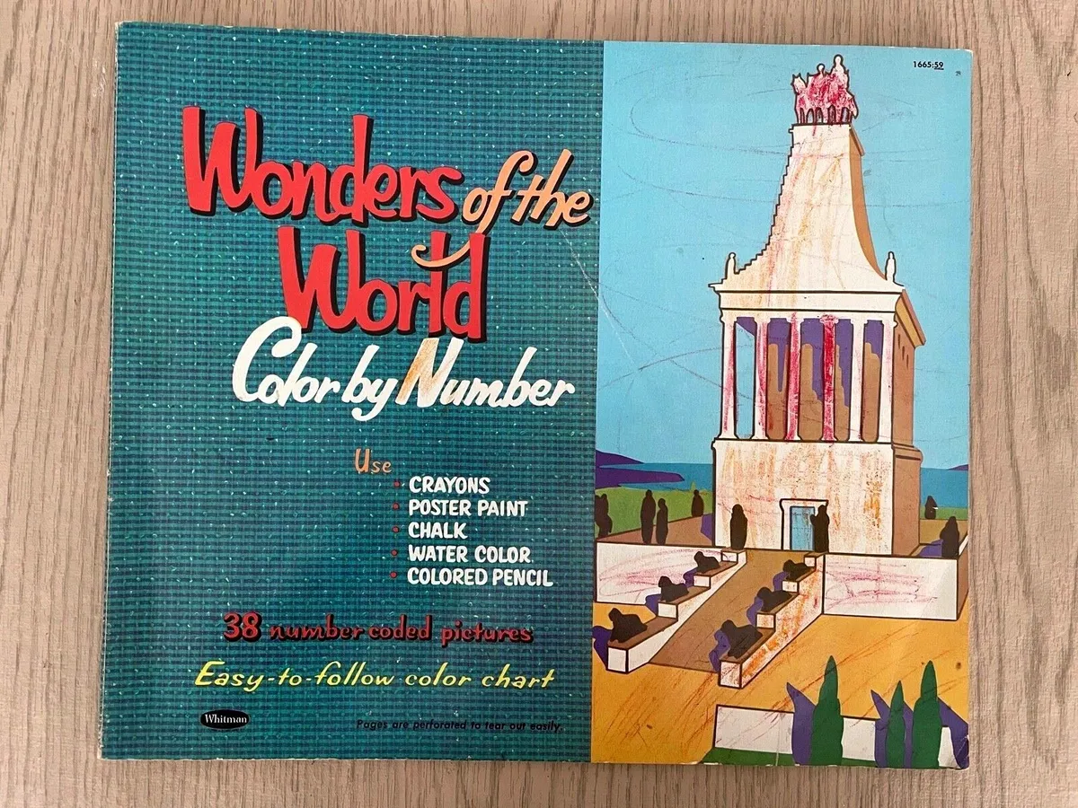 Vintage wonders of the world lor by number mid century loring book whitman