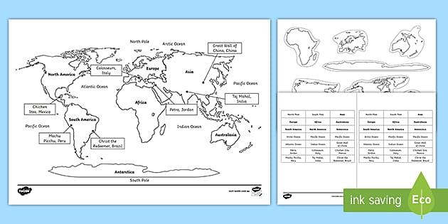 The seven wonders of the world colouring pages