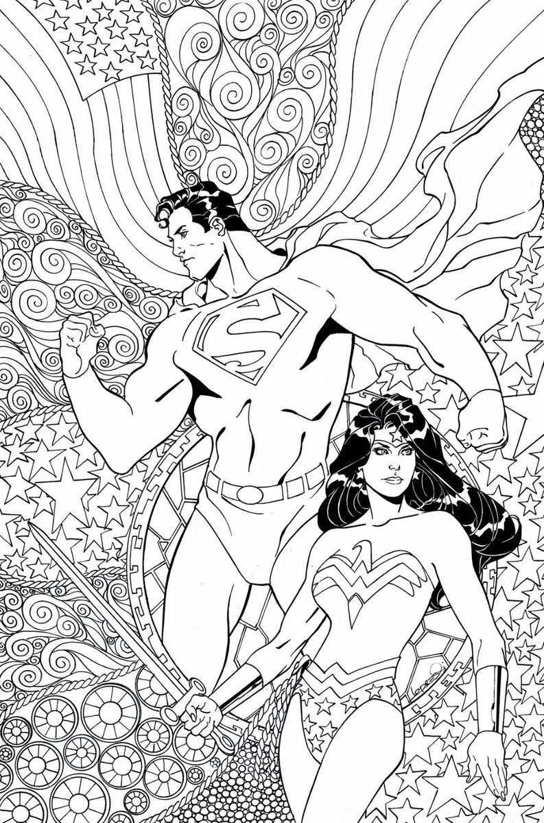 Superman wonder woman coloring book variant cover nm dc