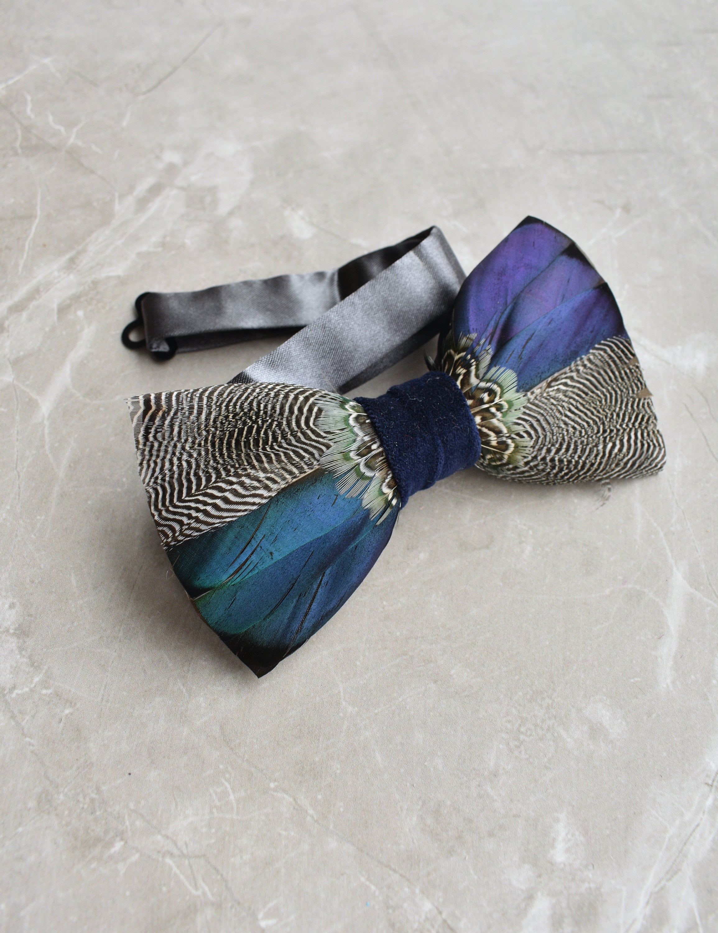 Duck feather bow tie