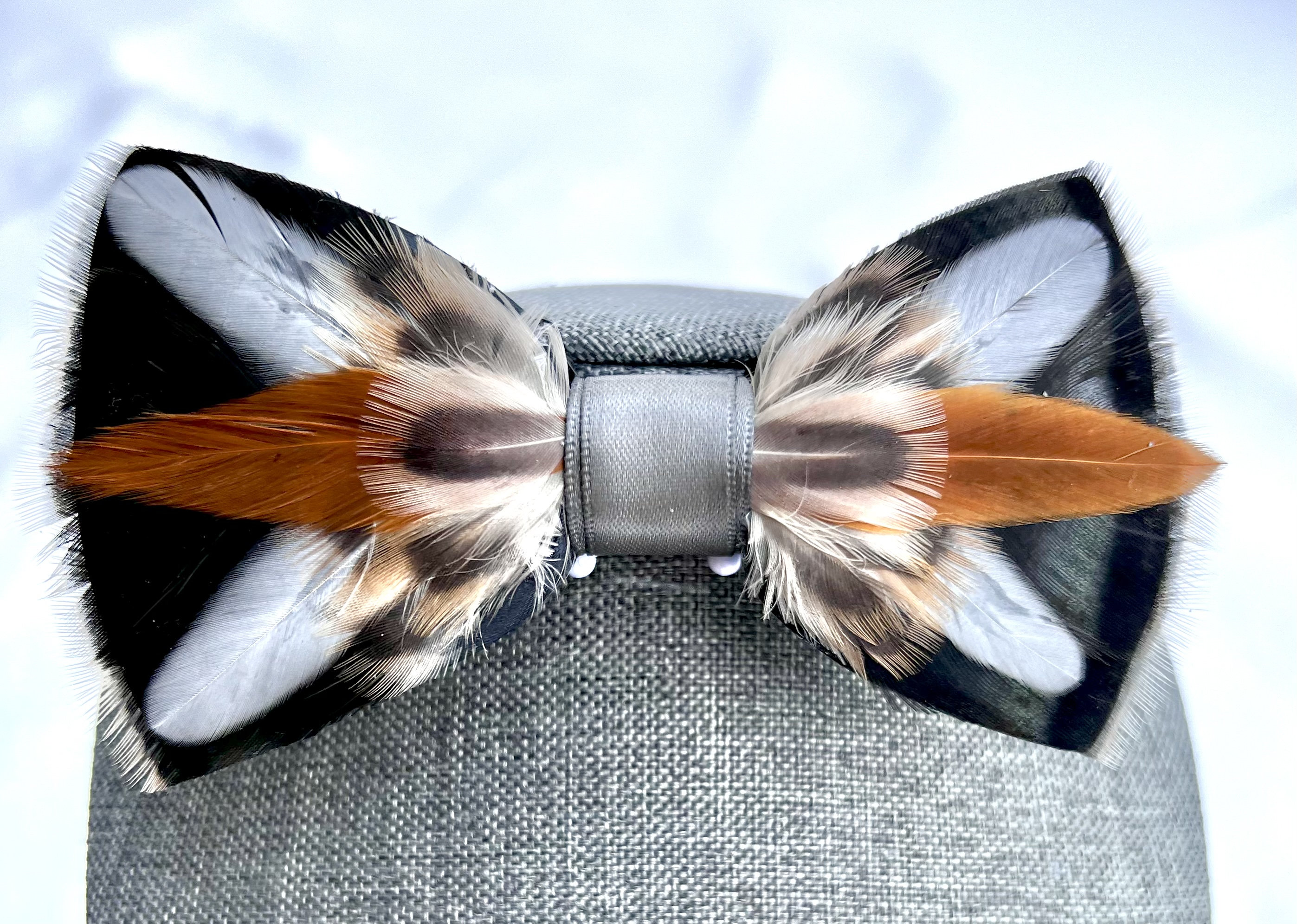 Duck feather bow tie