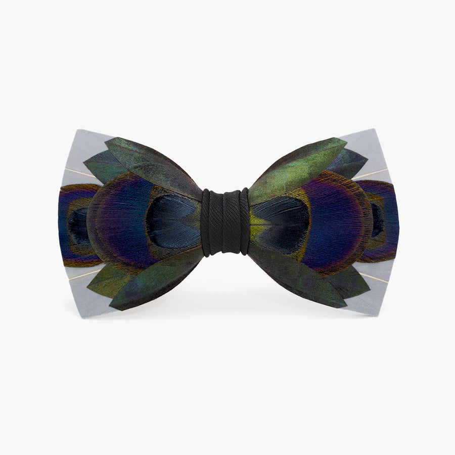 Art deco bow tie geometric bow tie with natural feathers