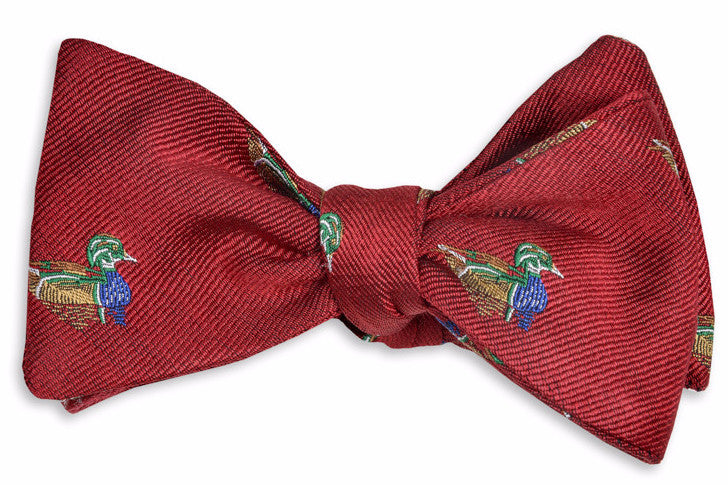 Wood duck bow tie red red cotton