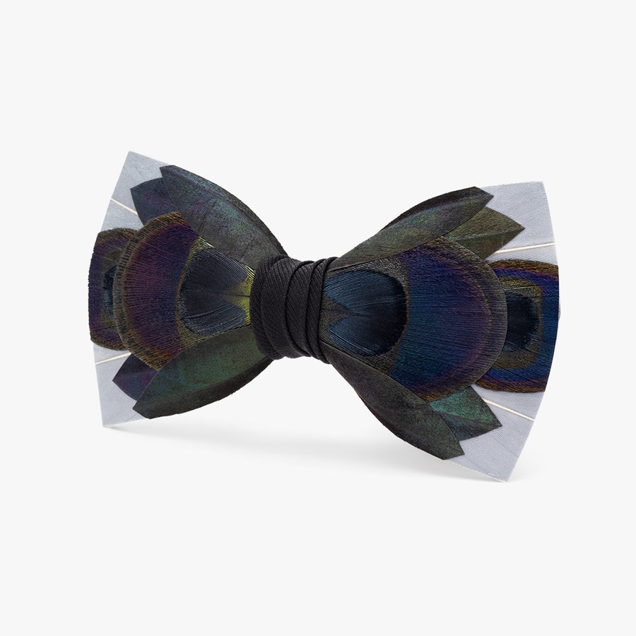 Art deco bow tie geometric bow tie with natural feathers