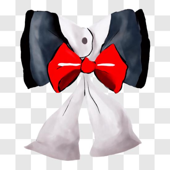 Download adorable picture of a black and white cat wearing a red bow tie png online