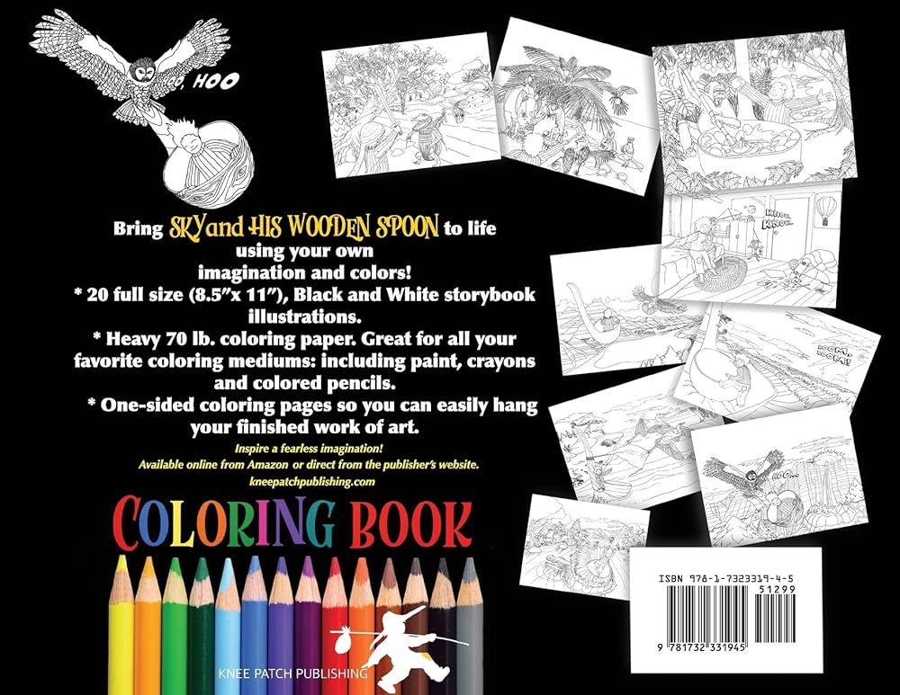 Sky and his wooden spoon coloring book a childrens fantasy dream coloring book about magic adventure and the fearless imagination of a little boy barrett abram e books