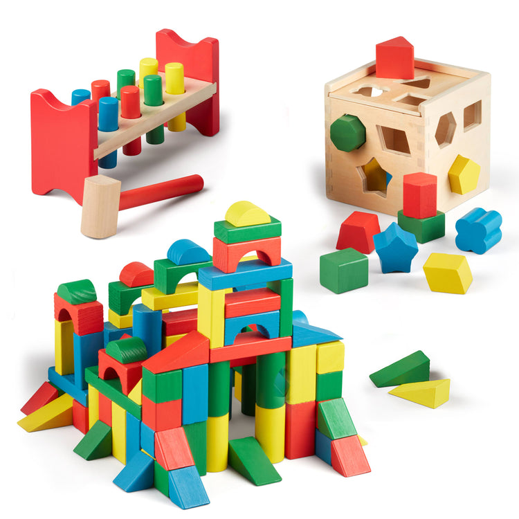 Stack sort pound wooden toy collection