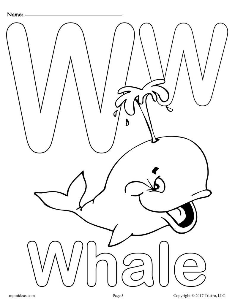 Letter w alphabet coloring pages