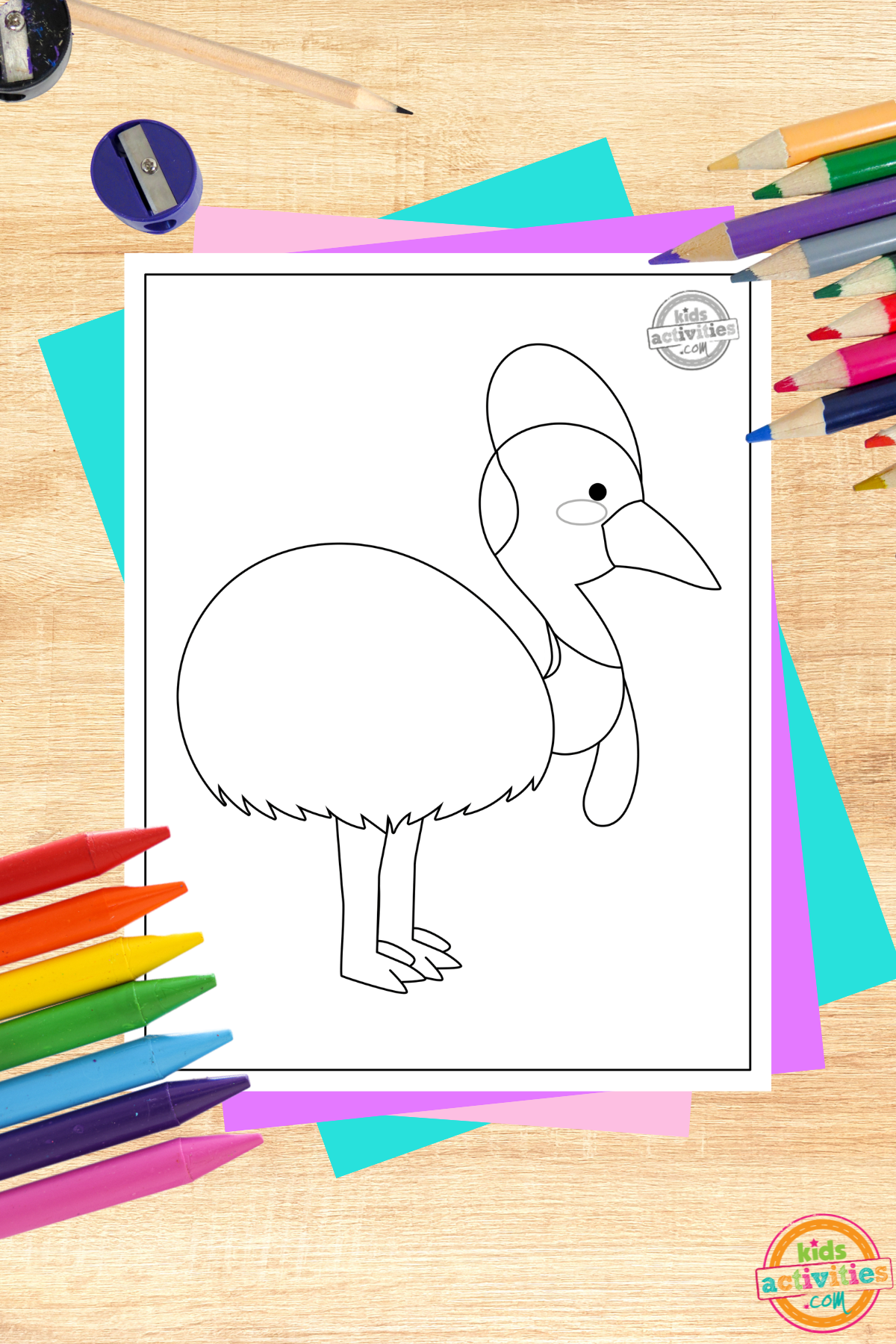 Cute free printable cassowary coloring page for kids kids activities blog