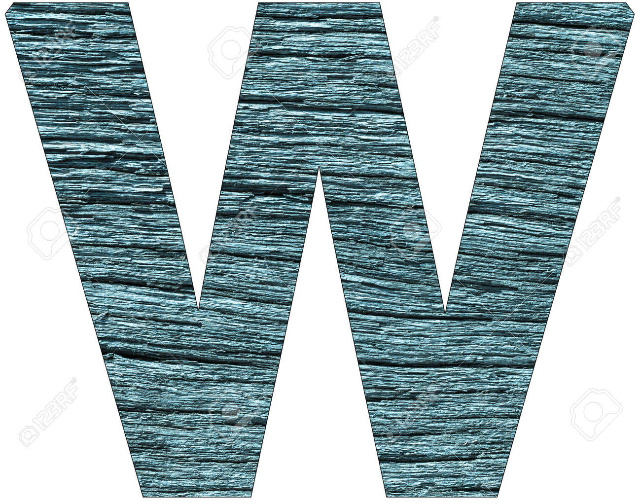 Letter w of the alphabet with wood texture in blue color stock photo picture and royalty free image image