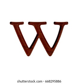 Dark red wood letter w lowercase stock illustration