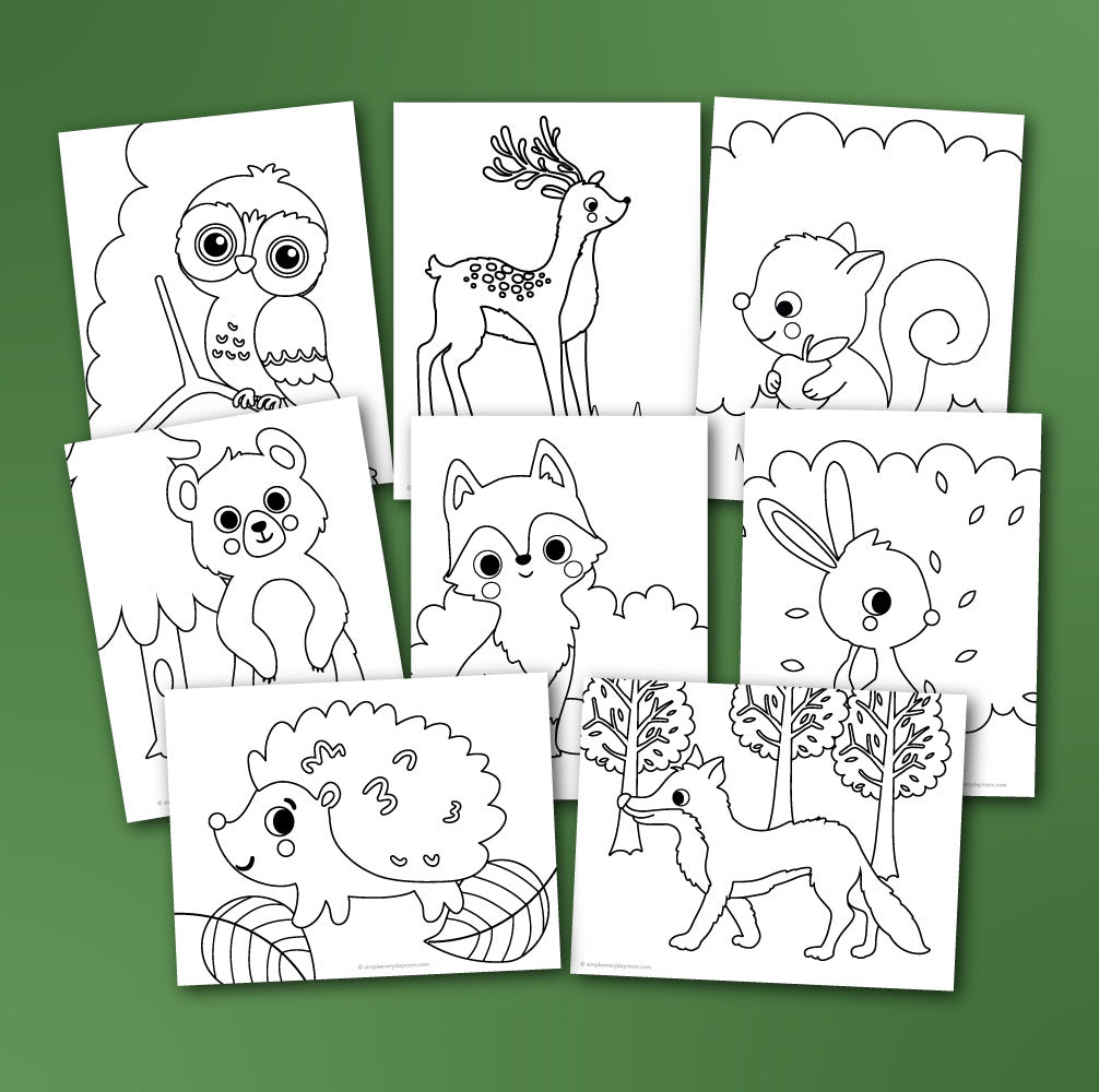 Woodland animal coloring pages for kids â simple everyday mom