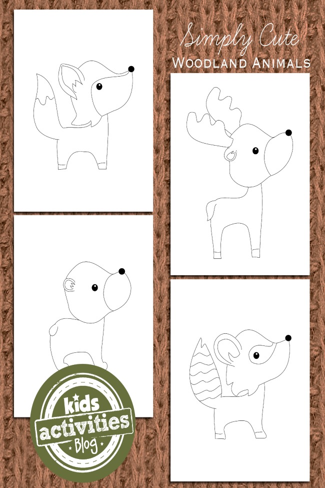 Woodland animal coloring pages for kids