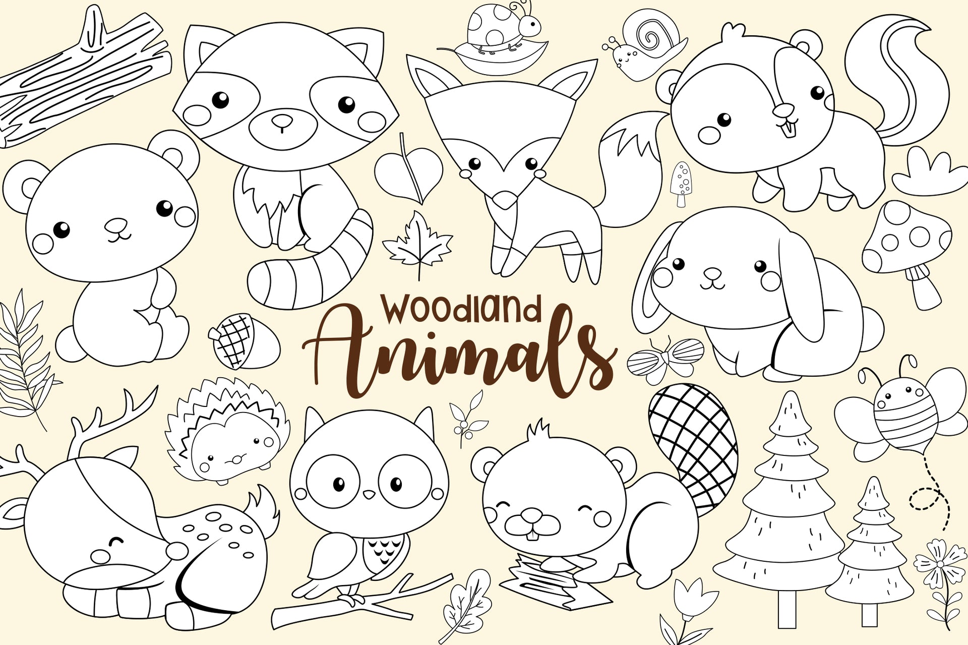 Woodland animals clipart