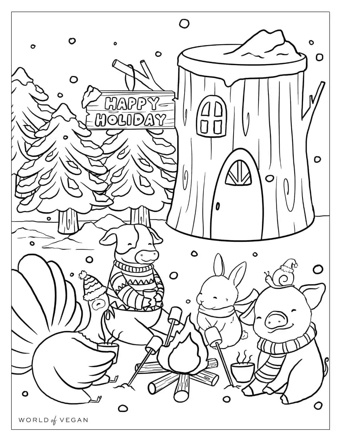 Printable vegan coloring pageâa mindfulness activity for kids