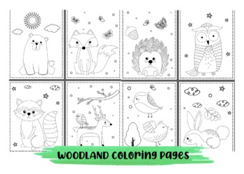 Woodland animals coloring pages by kiddie resources tpt