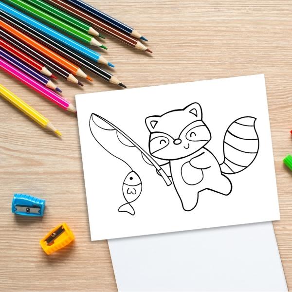 Woodland animals camping coloring pages printable for kids