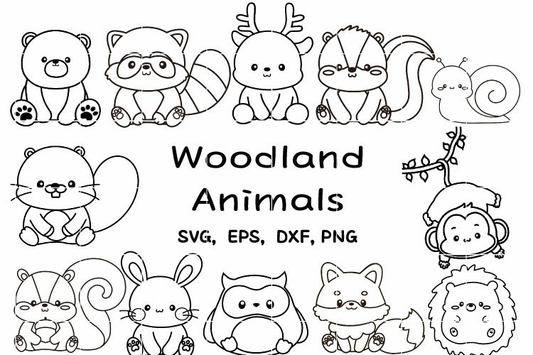 Woodland animals coloring pages autumn farm svg cut