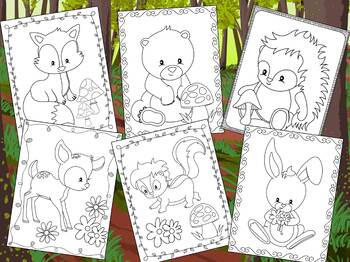 Woodland friends coloring pages by teacher caffe tpt