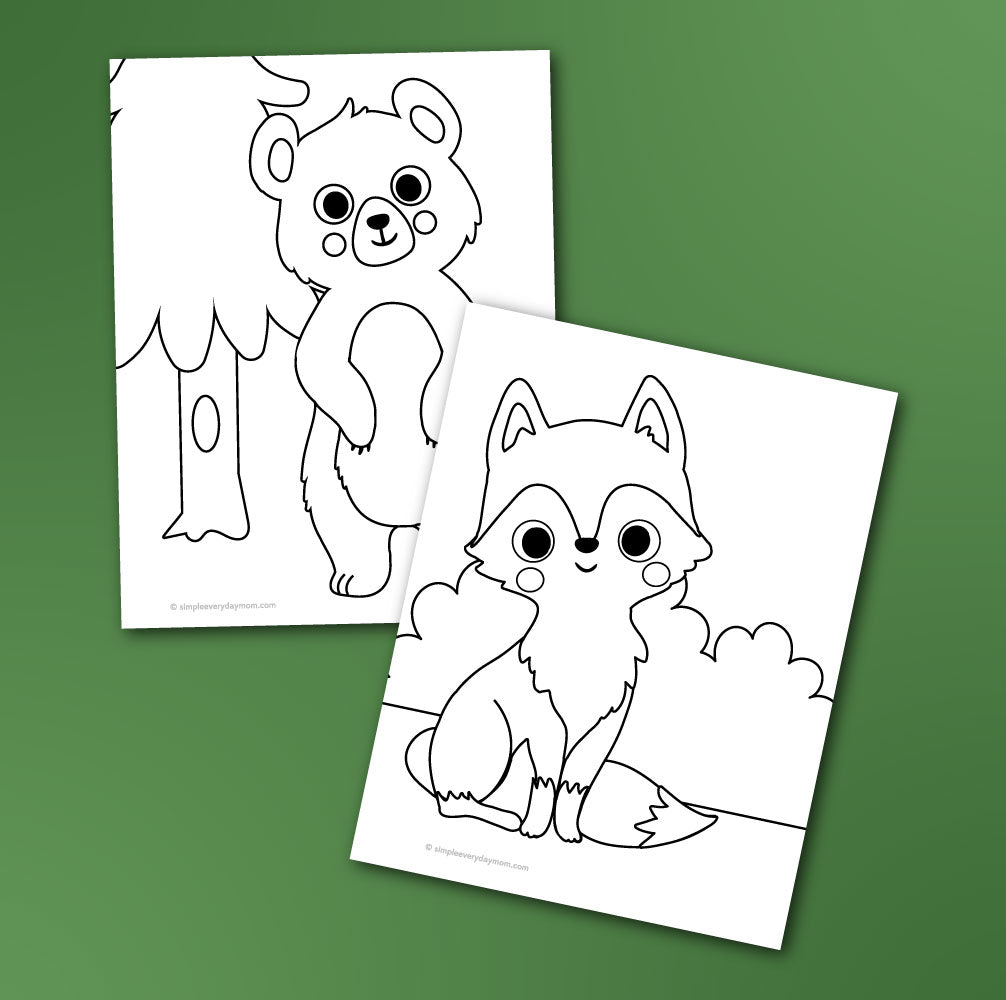 Woodland animal coloring pages for kids â simple everyday mom