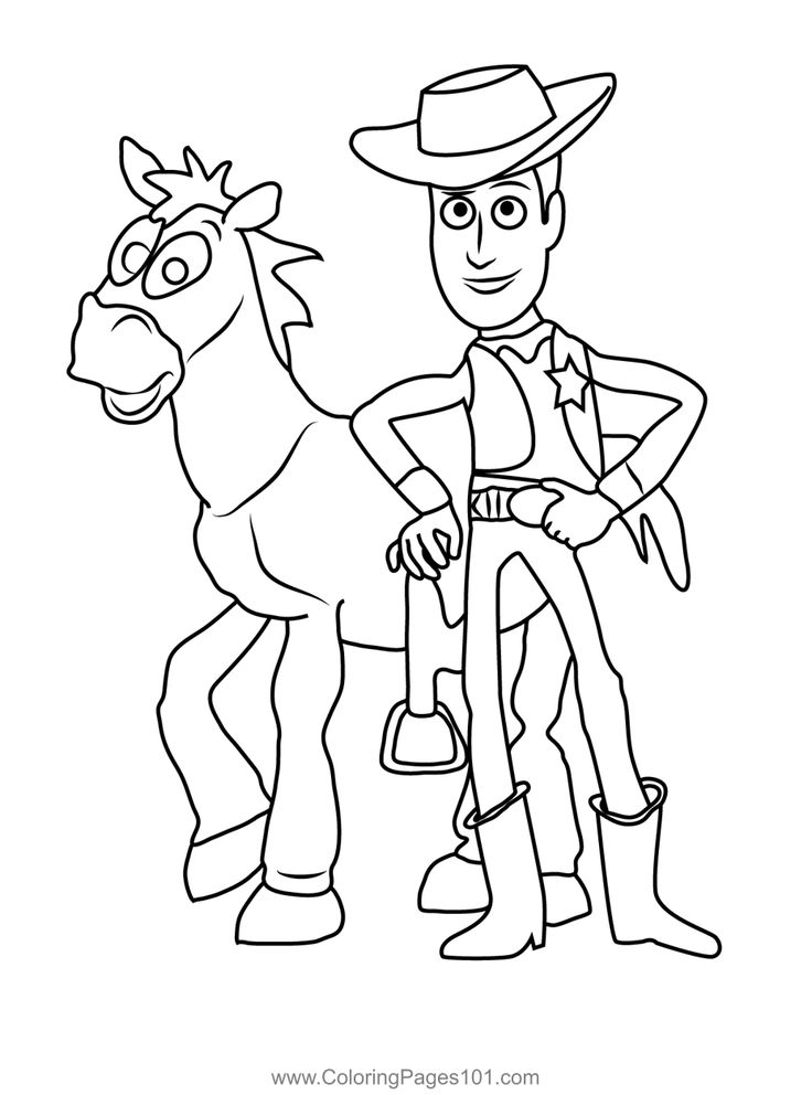 Sheriff woody with bullseye coloring page toy story coloring pages sheriff woody coloring pages