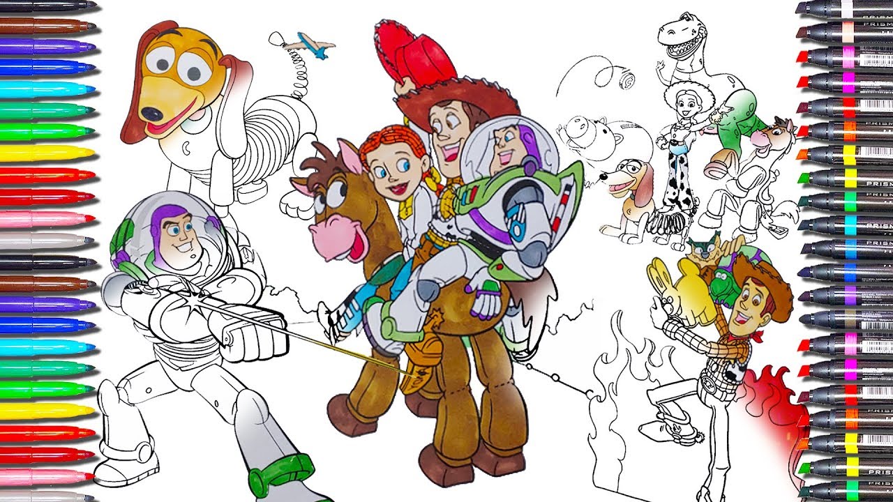 Woody coloring pages toy story coloring book how to draw buzz lightyear coloring jessie rex bullseye