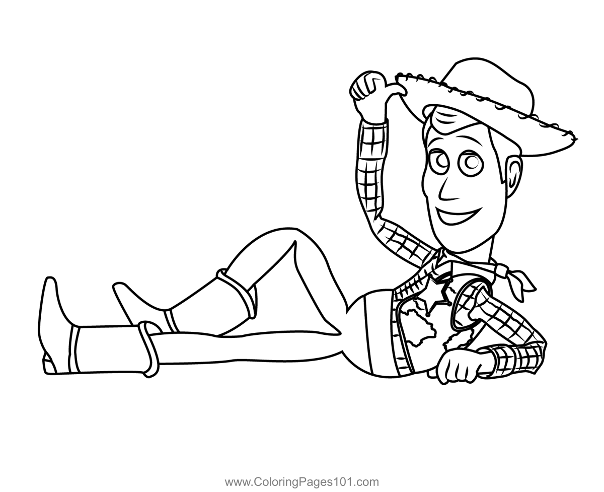 Sheriff woody relaxing coloring page for kids