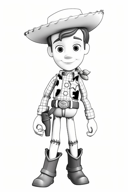 Premium ai image kids cartoon coloring book cowboy outline