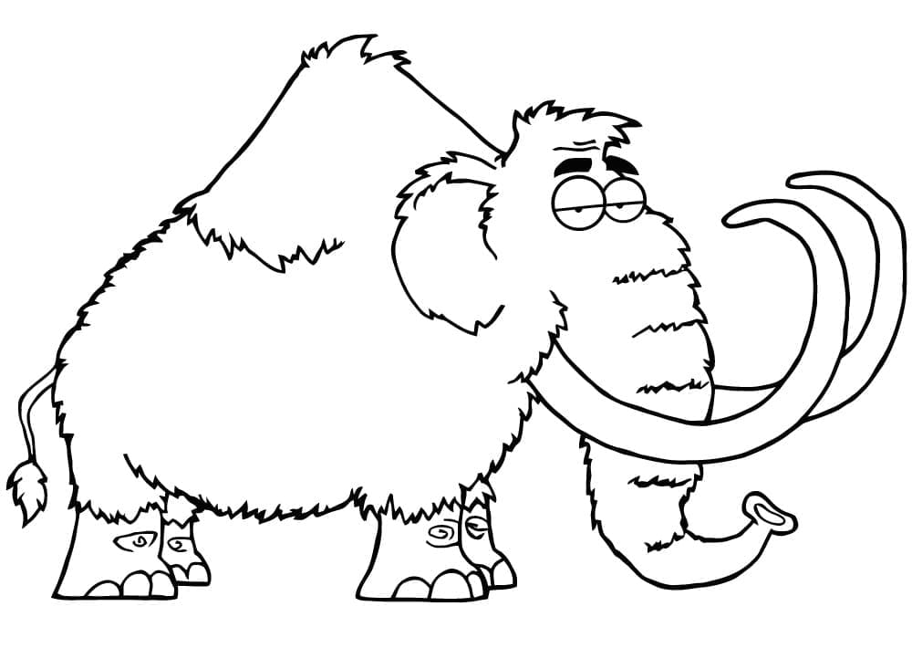 A cartoon mammoth coloring page