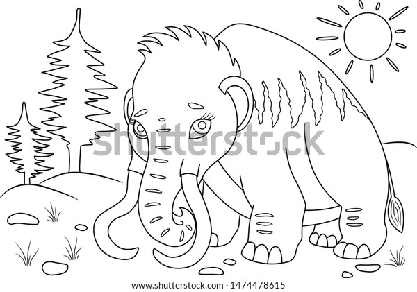 Mammoth coloring page animals cartoon elephant stock vector royalty free