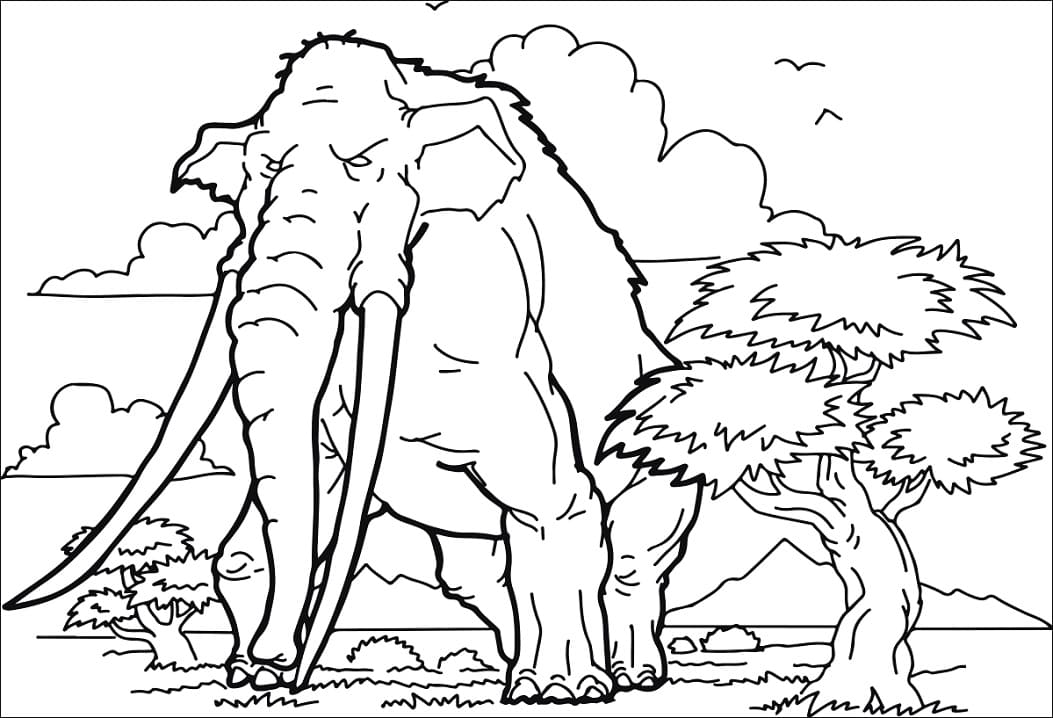 Woolly mammoth coloring page