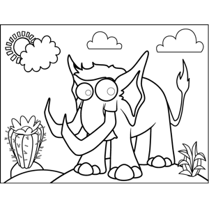 Cute woolly mammoth coloring page