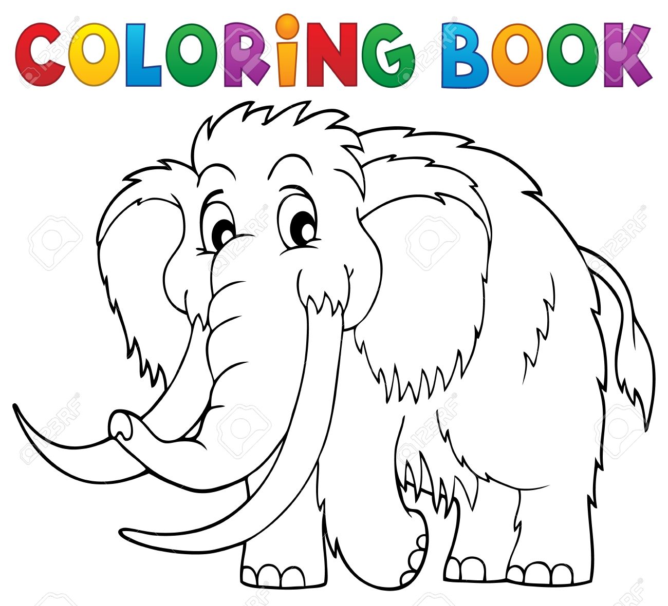 Coloring book mammoth royalty free svg cliparts vectors and stock illustration image