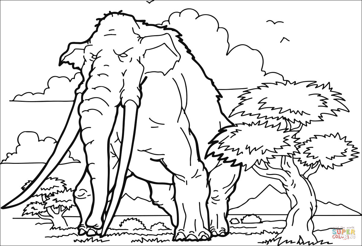 Woolly mammoth coloring page free printable coloring pages