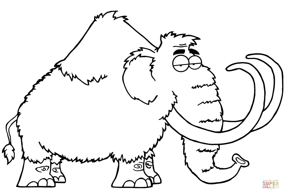 Cartoon mammoth coloring page free printable coloring pages