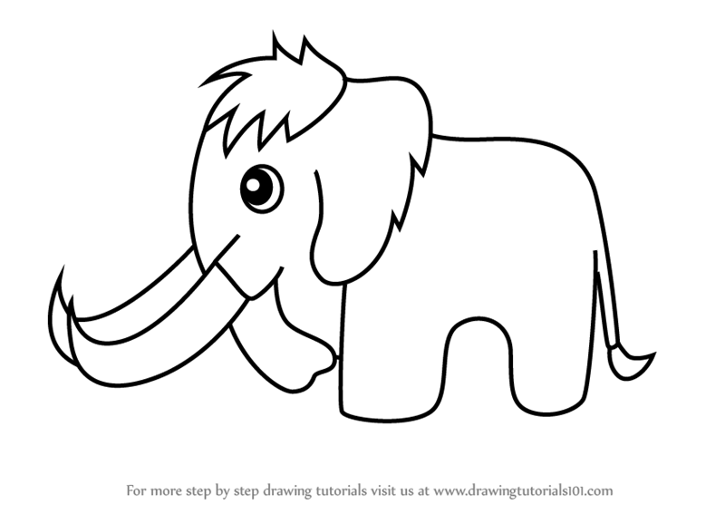 How to draw a woolly mammoth for kids animals for kids step by step