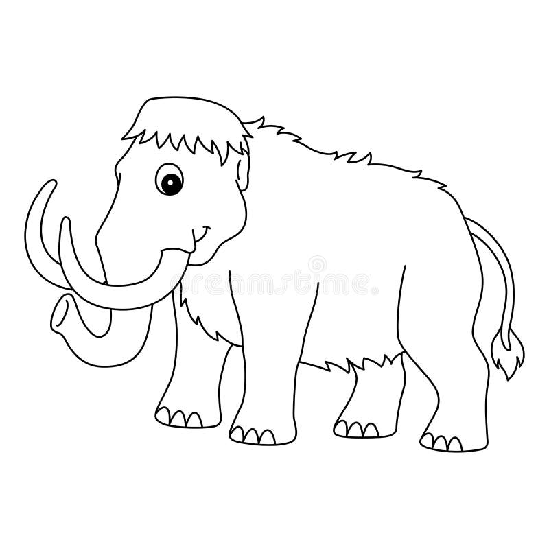 Mammoth animal isolated coloring page for kids stock vector