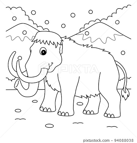 Mammoth animal coloring page for kids