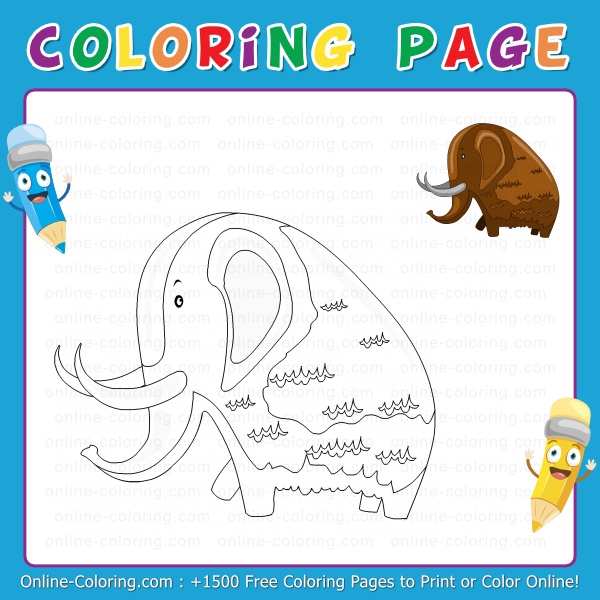 A woolly mammoth free online coloring page