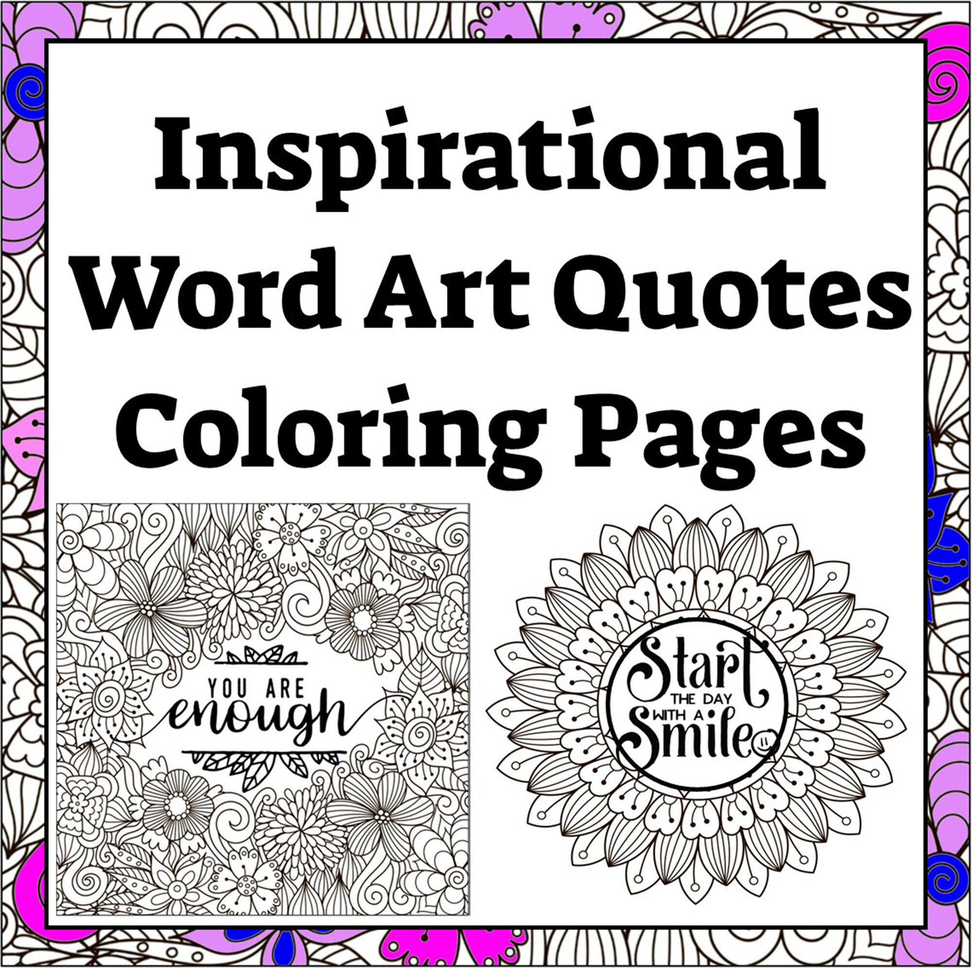 Inspirational word art quotes coloring journal