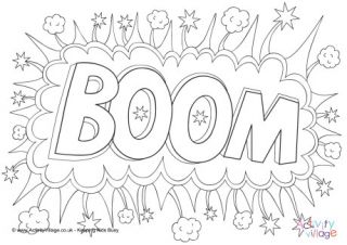 Boom colouring page colouring pages super hero coloring sheets word art