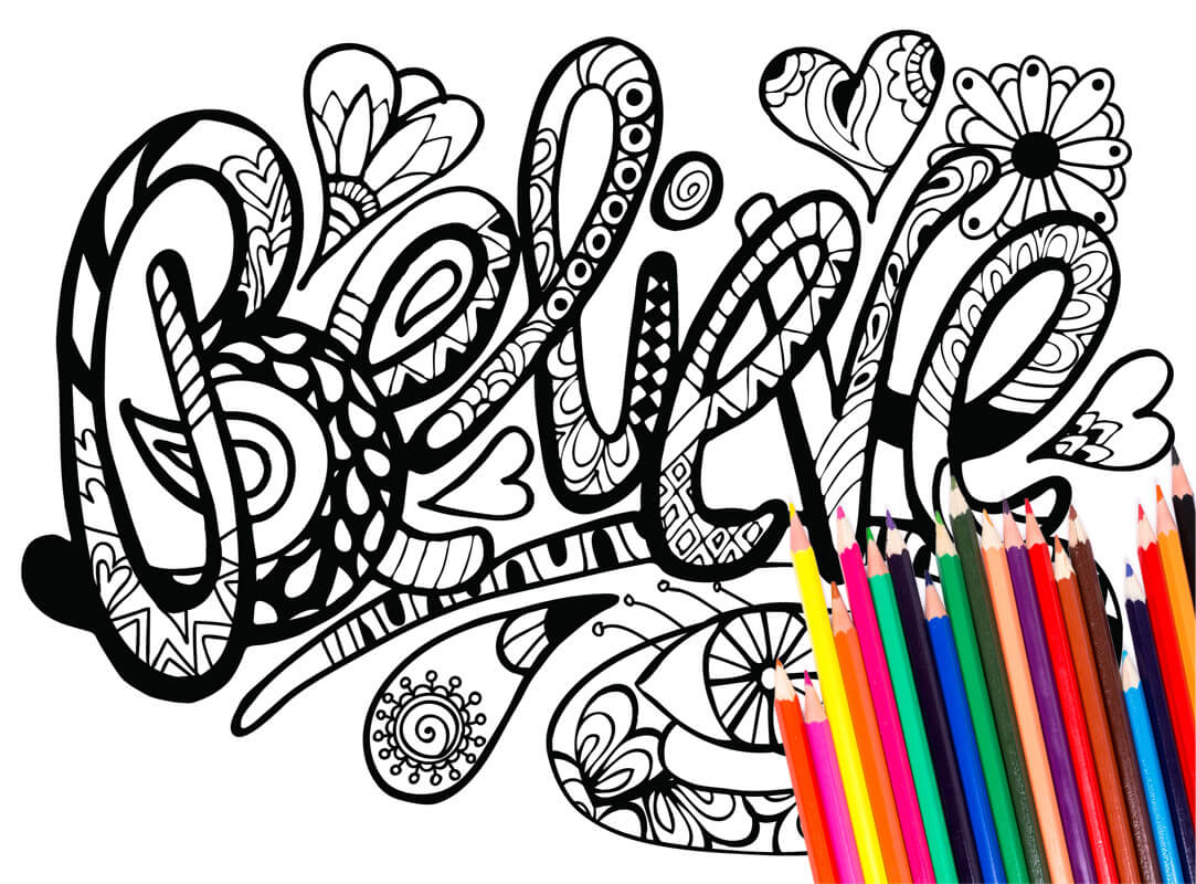 Inspirational words coloring pages pdf