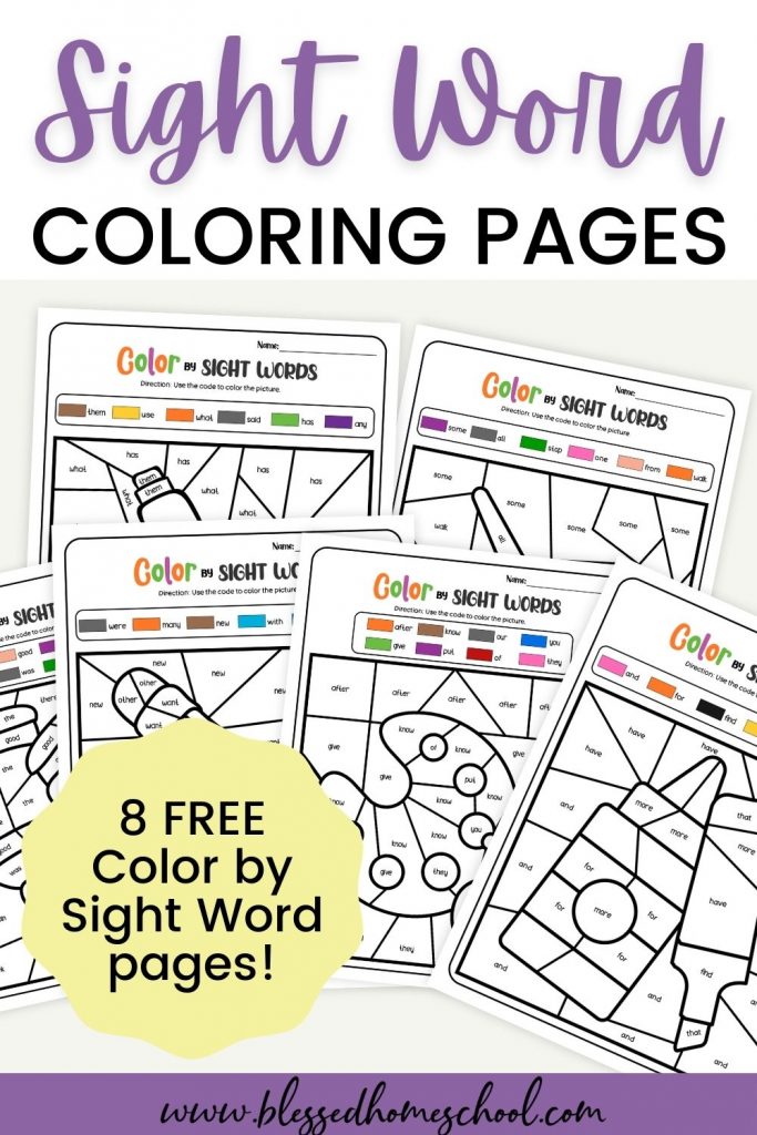 Free sight word coloring pages for early readers