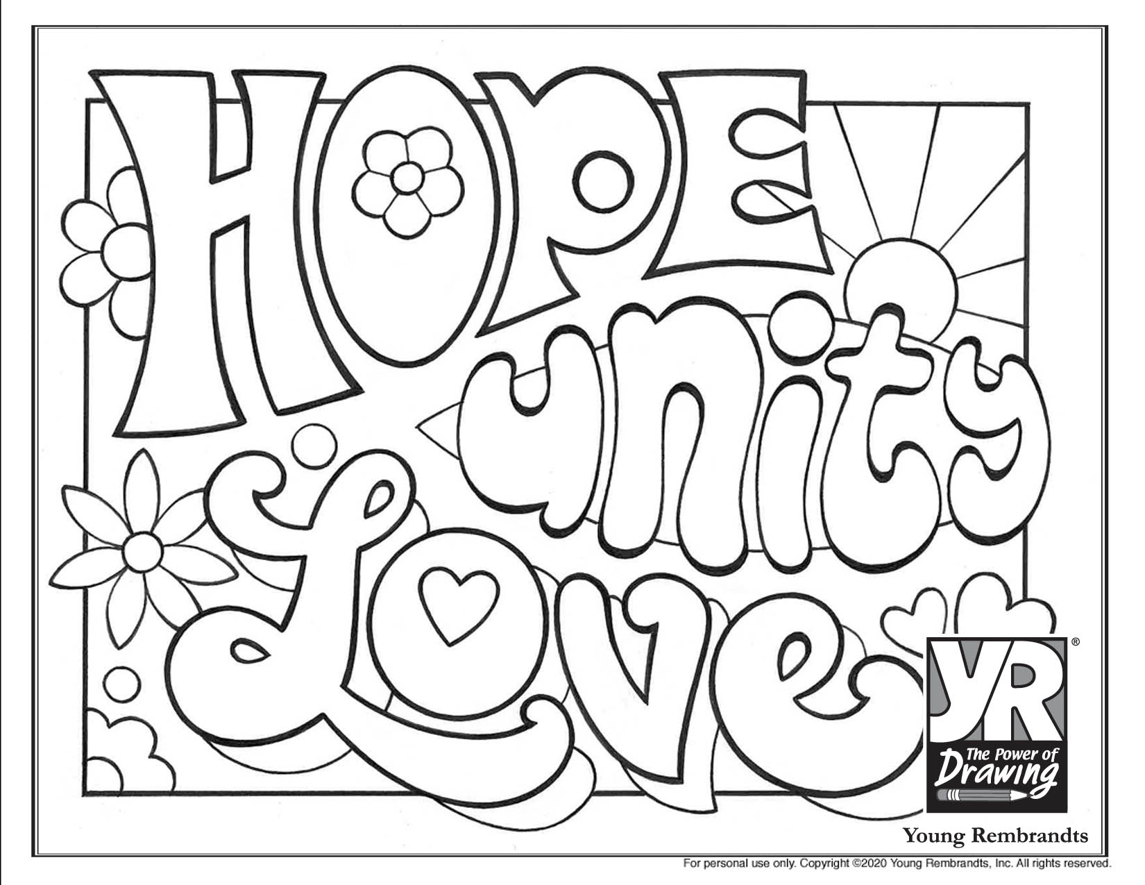 Powerful words coloring page