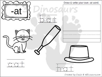 Cvc word family coloring pages with vocab cards by dinosaurs tpt