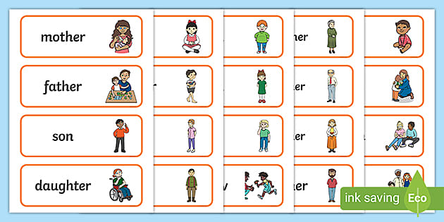 Family members in english flashcards teacher made